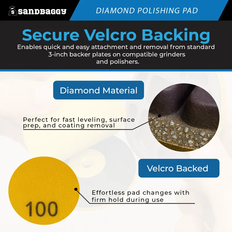 3" Metal Bond Diamond Polishing Pad - 100 Grit (8Mm Thick) 6