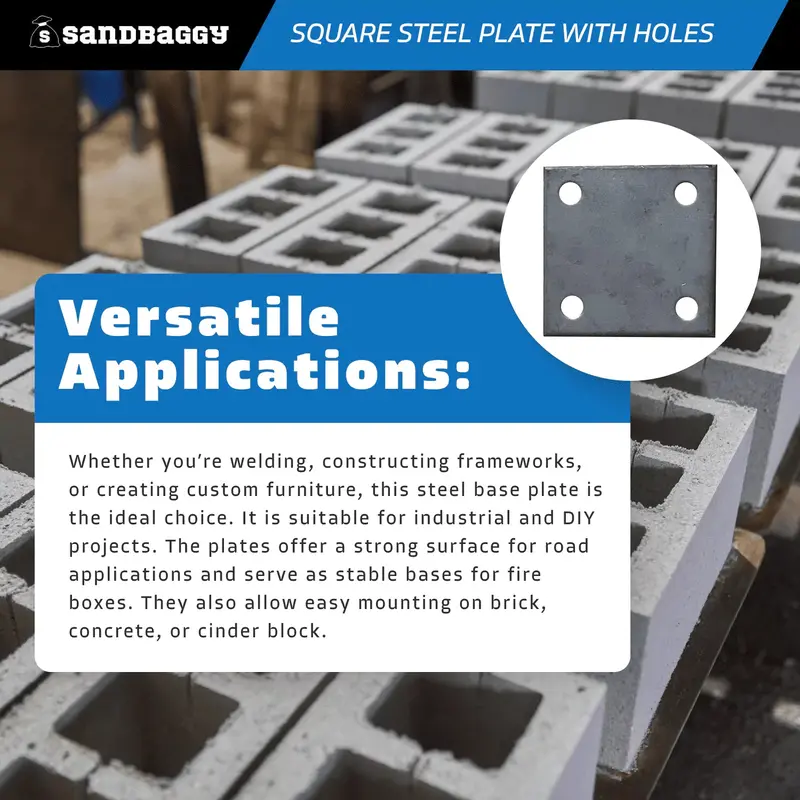 3" X 3" Hot Rolled Steel Base Plate With Holes 3