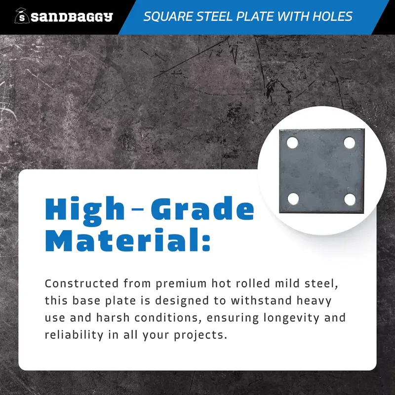 3" X 3" Hot Rolled Steel Base Plate With Holes 4