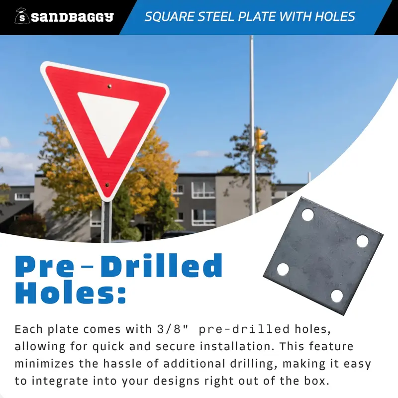 3" X 3" Hot Rolled Steel Base Plate With Holes 5
