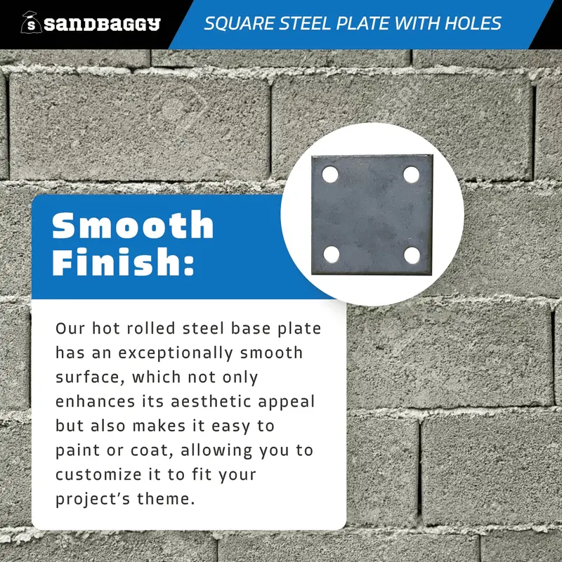 3" X 3" Hot Rolled Steel Base Plate With Holes 7