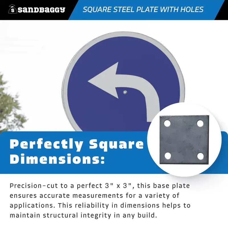3" X 3" Hot Rolled Steel Base Plate With Holes 8