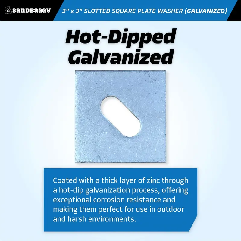 3" X 3" Slotted Square Plate Washer (Galvanized) - 5/8" Anchor Bolt Diameter 3