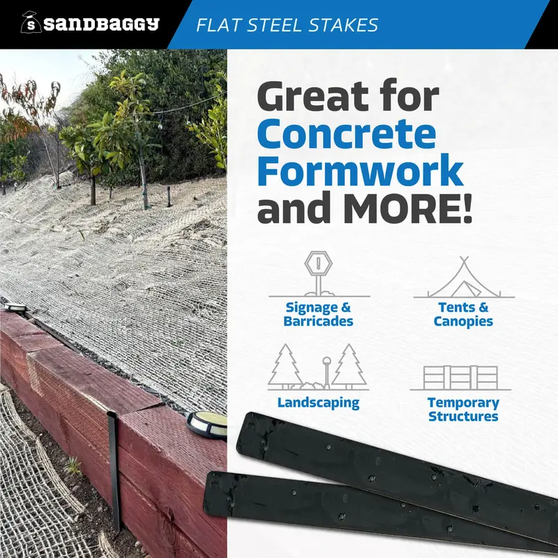 30" Flat Steel Stakes For Concrete Forms With Nail Holes 8