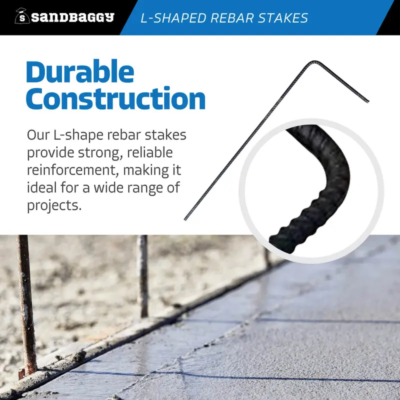 30" L-Shaped Rebar Stakes - Pre Bent - 1/2" Diameter (#4 Rebar) 3