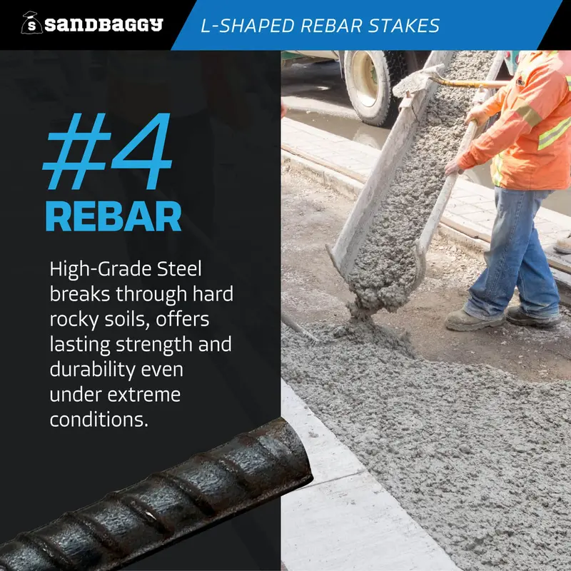 30" L-Shaped Rebar Stakes - Pre Bent - 1/2" Diameter (#4 Rebar) 5