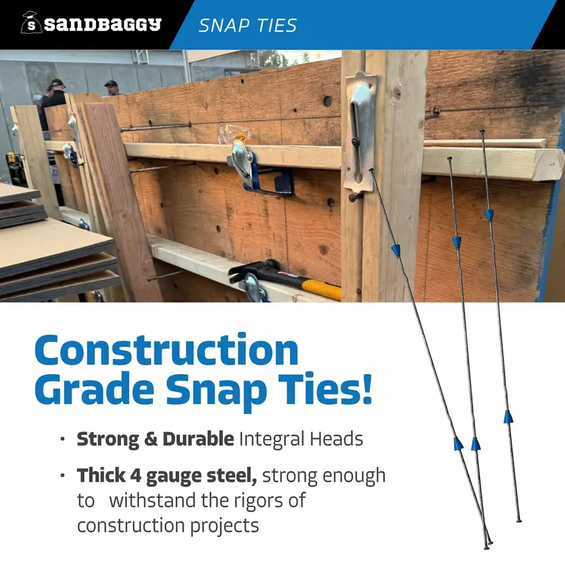 30" X 4 ¾" Standard Snap Ties For Concrete Forms (Short End) - 1" Plastic Cones 6