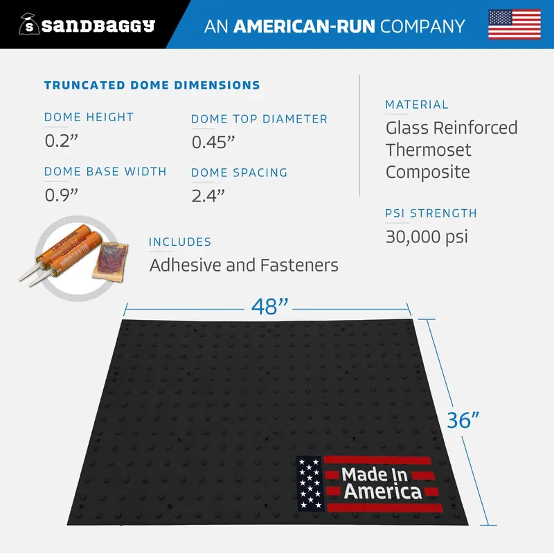 36" X 48" Ada Warning Pads - Surface Mount Truncated Dome Mats (Usa Made) | Black 2