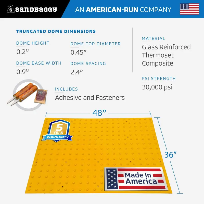 36" X 48" Ada Warning Pads - Surface Mount Truncated Dome Mats (Usa Made) | Yellow 4