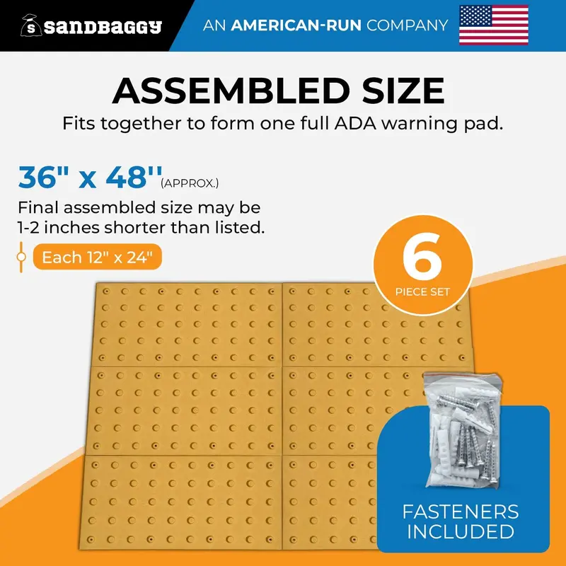 36" X 48" X Ada Warning Pad Set - Yellow Surface Mount Truncated Dome Mats 3