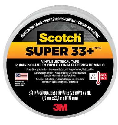 3M Scotch Super 88 Vinyl Electrical Tape, -18 To 105 Degree C, 10000 Mv Dielectric Strength, 66' Length X 3/4" Width, Black 1