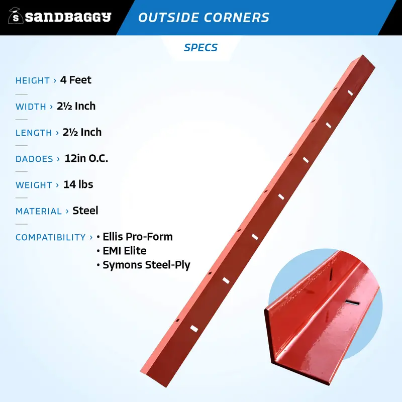 4 Ft Steel Outside Corners For Concrete Forms 3