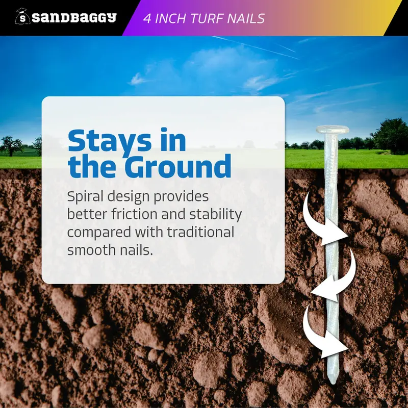 4 In. Galvanized Spiral Artificial Turf Nails - 7 Gauge Steel 5