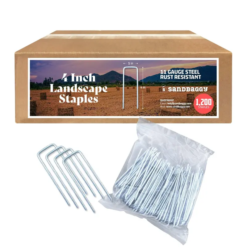 4 In. Landscape Staples - 11 Gauge Galvanized Steel 4