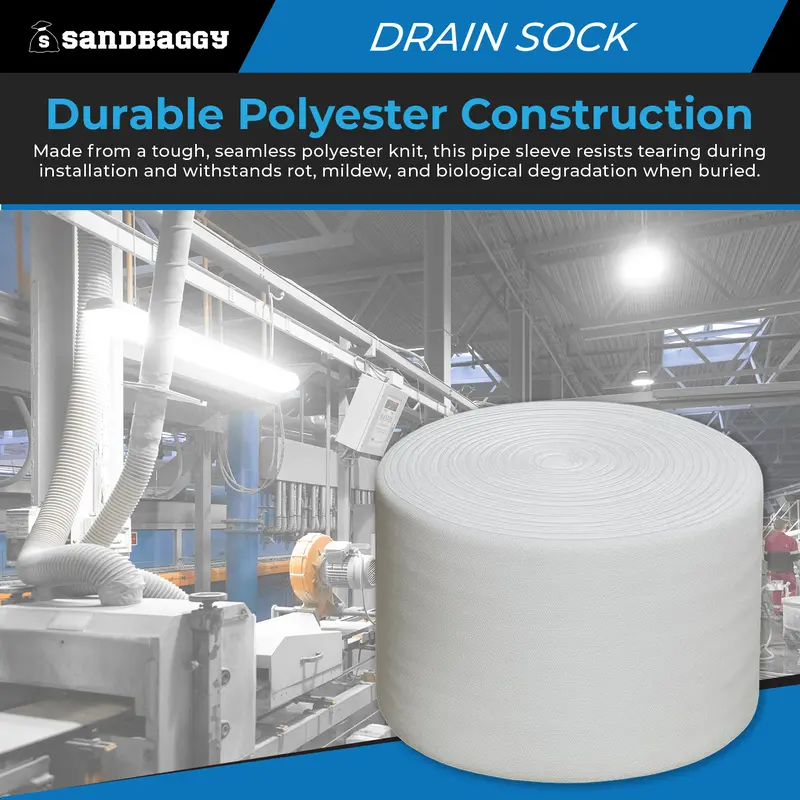 4 Inch Drain Pipe Sock - 100 Ft Filter Sleeve For Drainage 4
