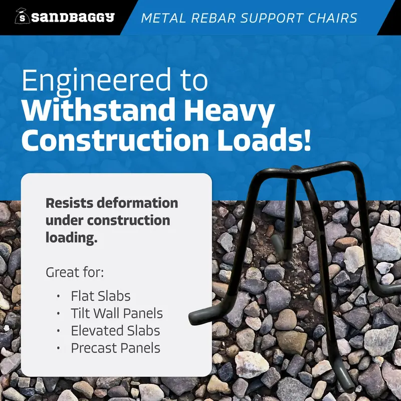4" Metal Rebar Support Chairs - Plastic Dipped Legs - Rebar #3 To #5 6