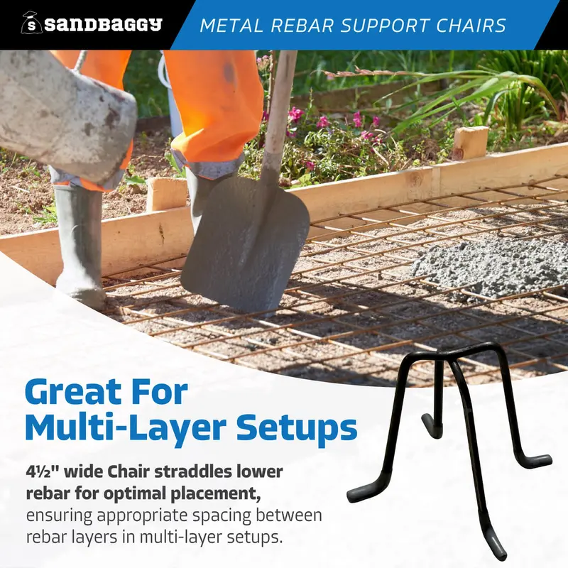 4" Metal Rebar Support Chairs - Plastic Dipped Legs - Rebar #3 To #5 7
