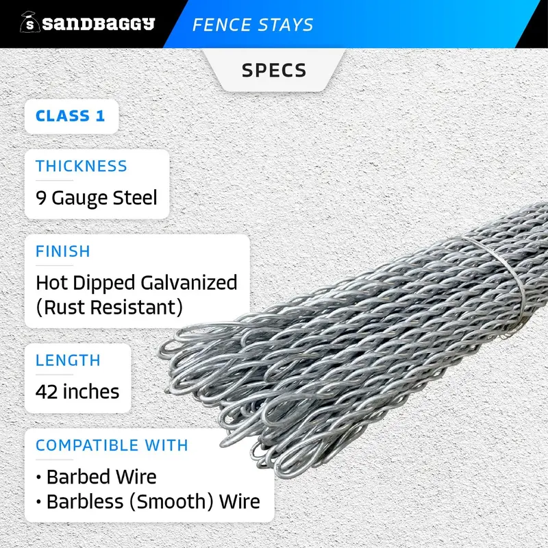 42 In. Wire Fence Stays - Class 1 Galvanized Steel - Barbed & Barbless Wire 3
