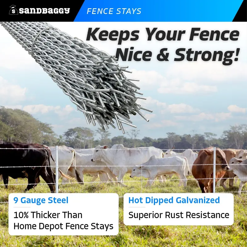 42 In. Wire Fence Stays - Class 1 Galvanized Steel - Barbed & Barbless Wire 5