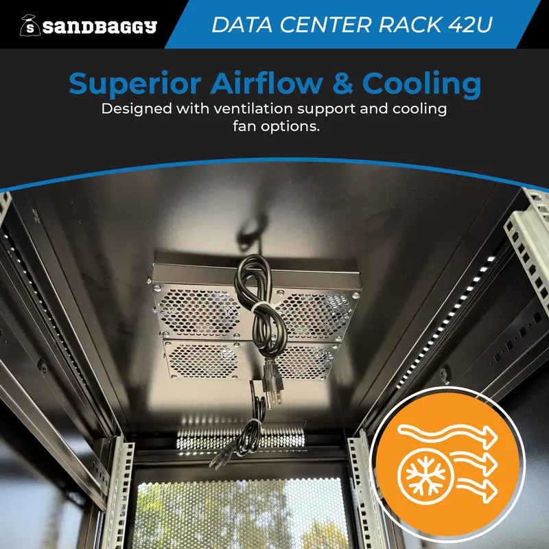 42U Data Center Rack - Lockable, Heavy Duty With Cooling Support 3