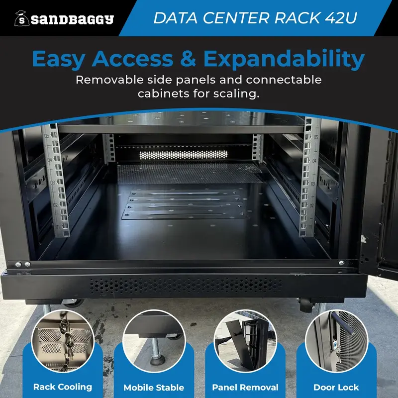 42U Data Center Rack - Lockable, Heavy Duty With Cooling Support 4