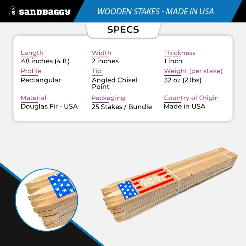 48-Inch Wooden Stakes | Made In Usa 2