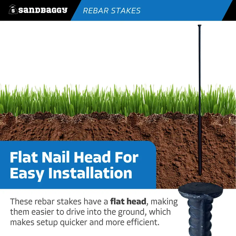 48" Steel Rebar Stakes With Nail Head - Garden Stakes (#4 Rebar) 5