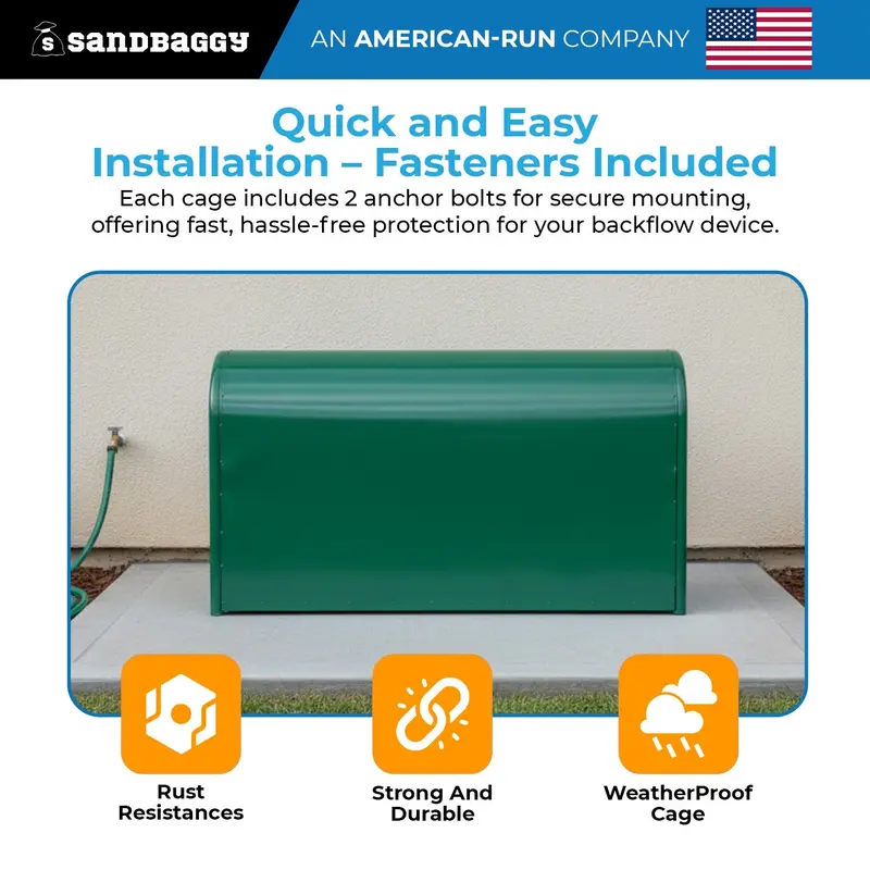 48"X25"X15" Fully Enclosed Backflow Security Cage – Backflow Preventer Enclosure (Green) 4