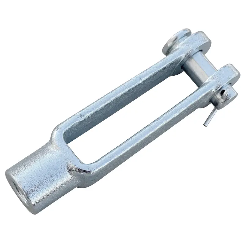 5/8"-18 Adjustable Yoke End - Galvanized Threaded Clevis [Pins Included] 1