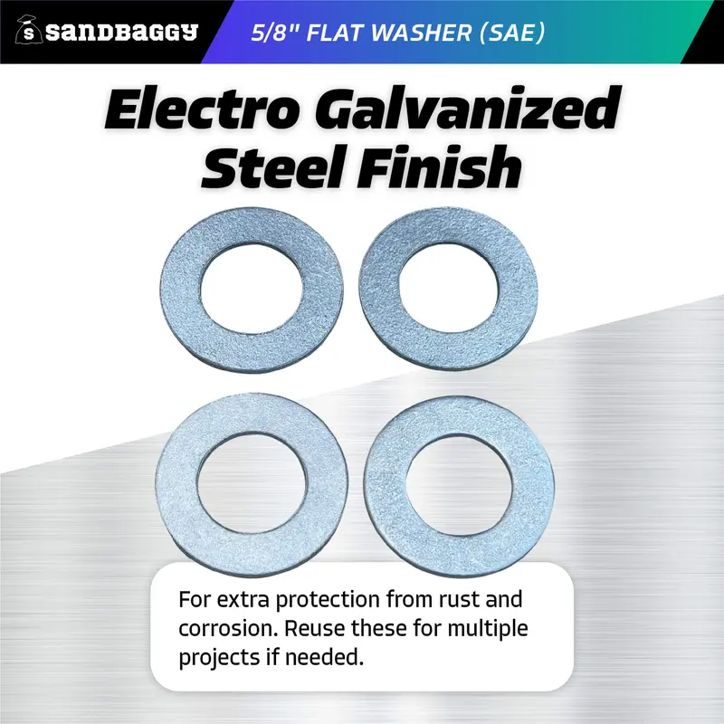 5/8" Flat Washer (Sae) For Screws, Bolts - Galvanized Steel 3