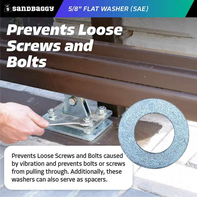 5/8" Flat Washer (Sae) For Screws, Bolts - Galvanized Steel 4
