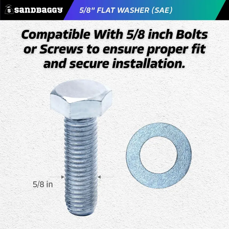 5/8" Flat Washer (Sae) For Screws, Bolts - Galvanized Steel 7