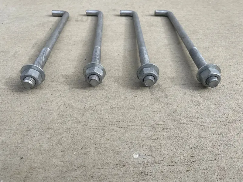 5/8" X 12" Threaded Concrete Anchor L-Bolts (Nuts & Washers Included) - Galvanized 10