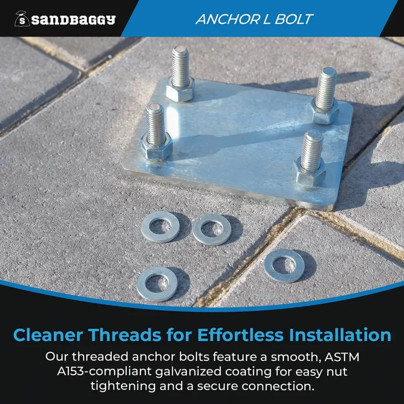 5/8" X 12" Threaded Concrete Anchor L-Bolts (Nuts & Washers Included) - Galvanized 8