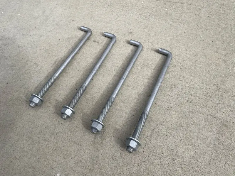 5/8" X 12" Threaded Concrete Anchor L-Bolts (Nuts & Washers Included) - Galvanized 9