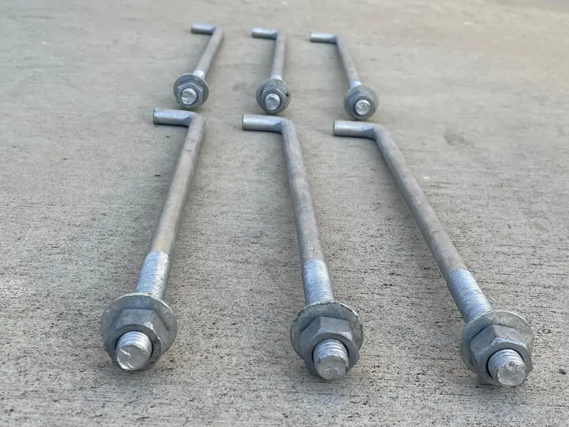 5/8" X 16" Threaded Concrete Anchor L-Bolts (Nuts & Washers Included) - Galvanized 9