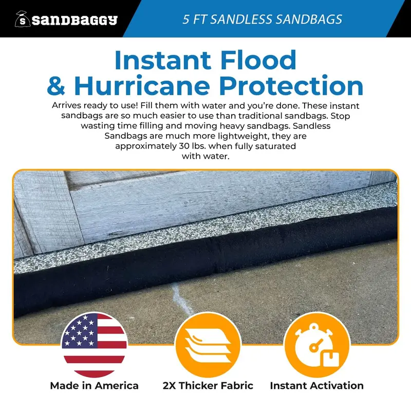 5 Ft Water Activated Sandless Sandbags For Flooding 7