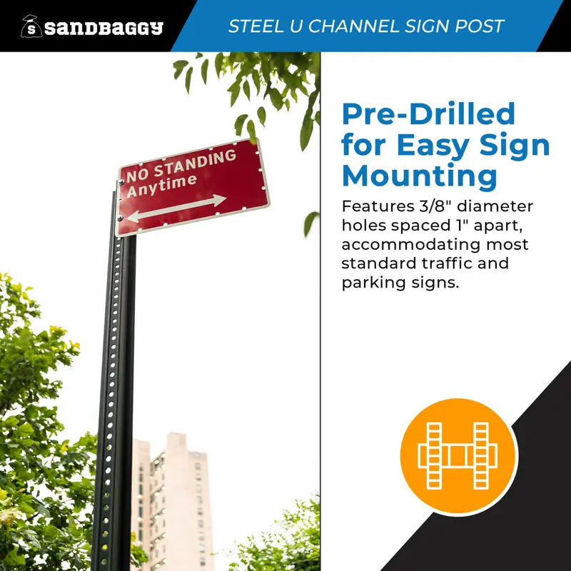 6 Ft Steel U Channel Sign Post - Galvanized 3
