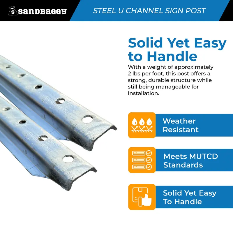 6 Ft Steel U Channel Sign Post - Galvanized 6