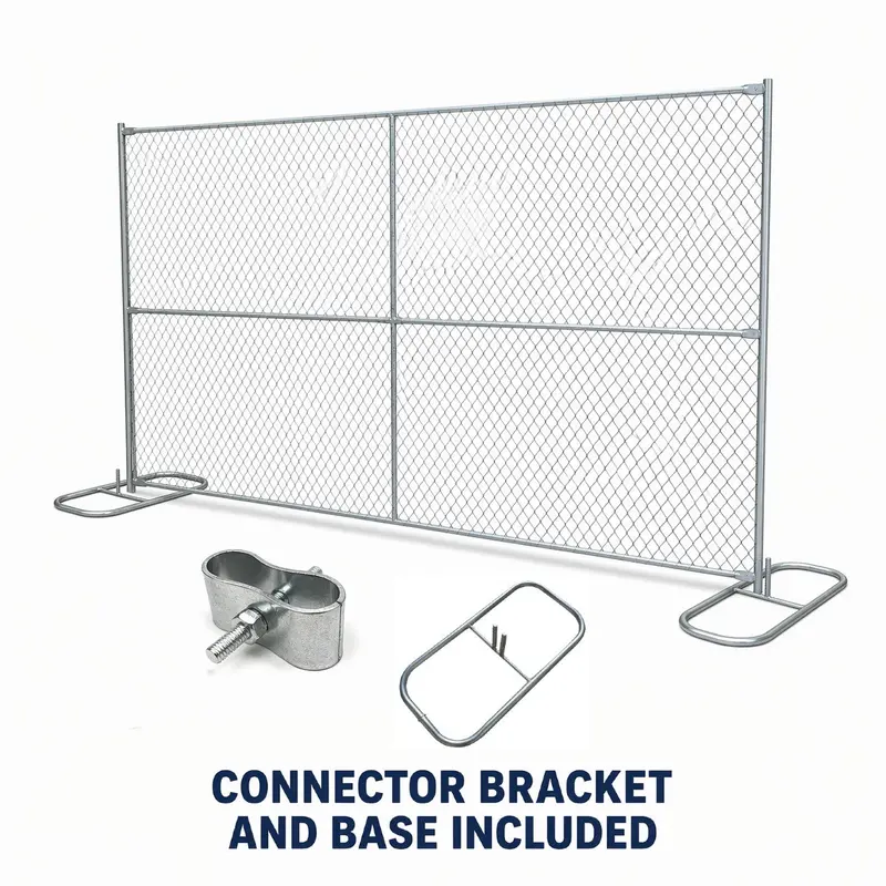 6 Ft X 12 Ft Temporary Chain Link Fence Panel Kit [Includes Base & Connector Bracket] 1