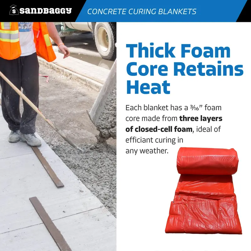 6 Ft X 25 Ft Insulated Concrete Curing Blankets - Weatherproof Cement Tarp 6