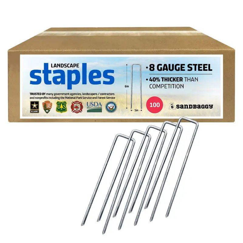 6 In. 8-Gauge Steel Landscape Staples - Heavy Duty 1