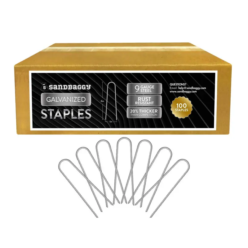6 In. Galvanized Landscape Staples - 9 Gauge Steel 1