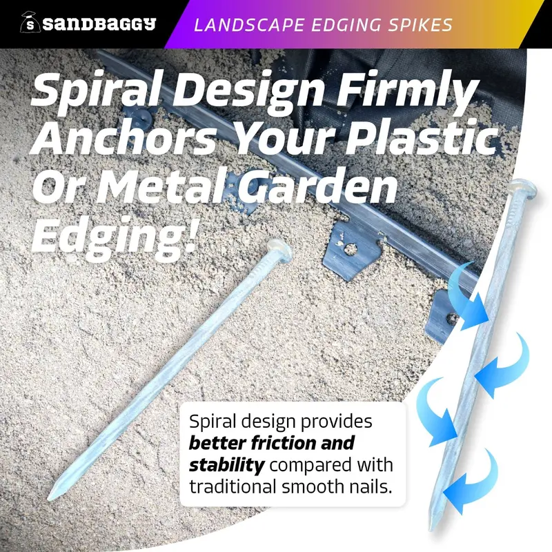 6 In. Galvanized Spiral Landscape Edging Spikes - 7 Gauge Steel 3