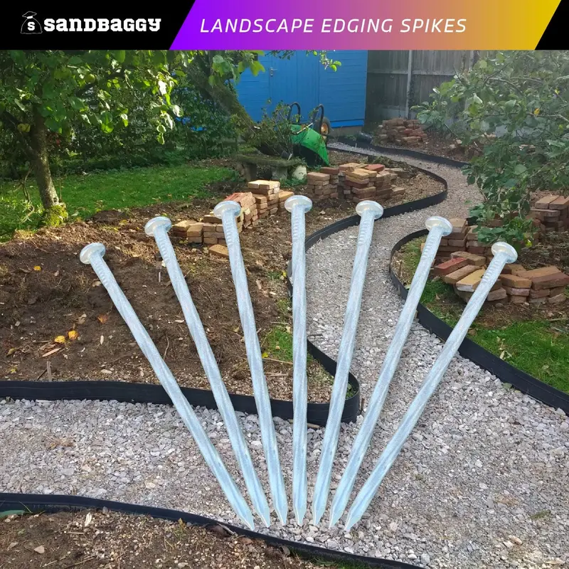 6 In. Galvanized Spiral Landscape Edging Spikes - 7 Gauge Steel 8