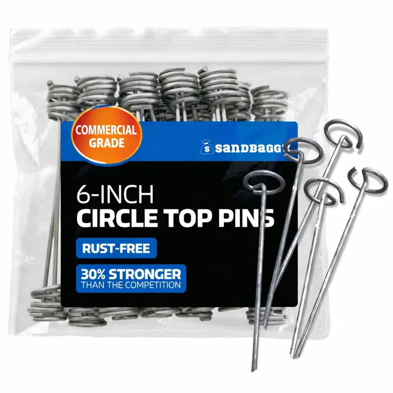 6 In. Or 12 In. Circle Top Landscape Pins Galvanized (Easy Installation) - 8 Gauge Steel 1