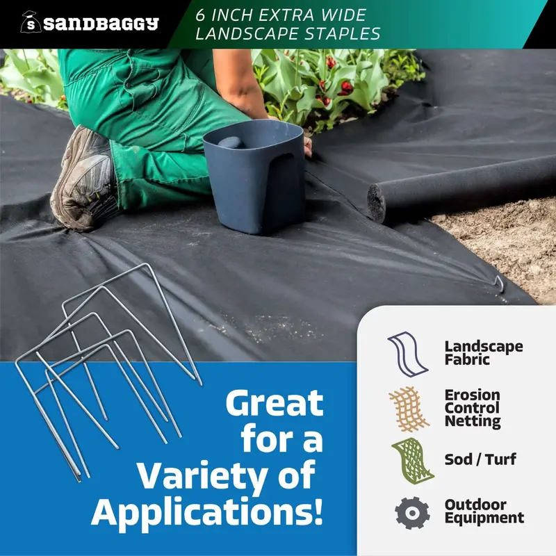 6 In. Wide Landscape Staples - 7 Gauge Galvanized Steel 4