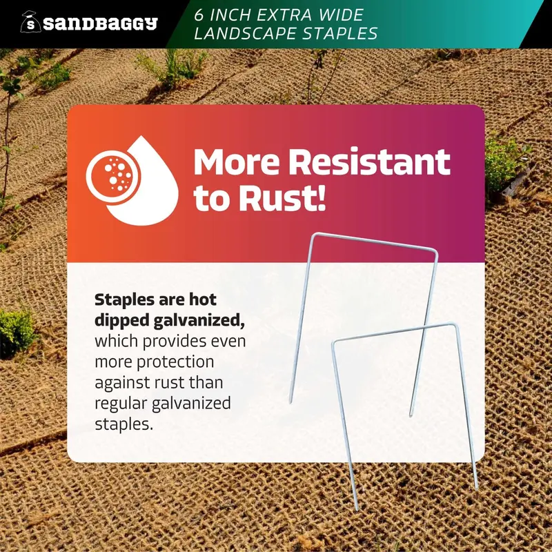 6 In. Wide Landscape Staples - 7 Gauge Galvanized Steel 7