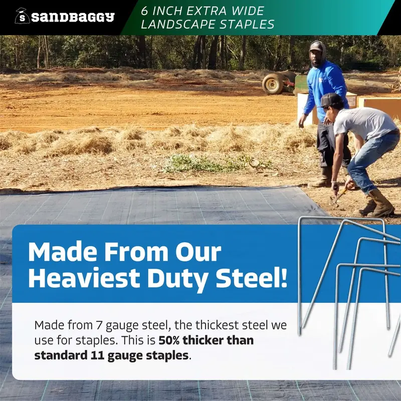 6 In. Wide Landscape Staples - 7 Gauge Galvanized Steel 8