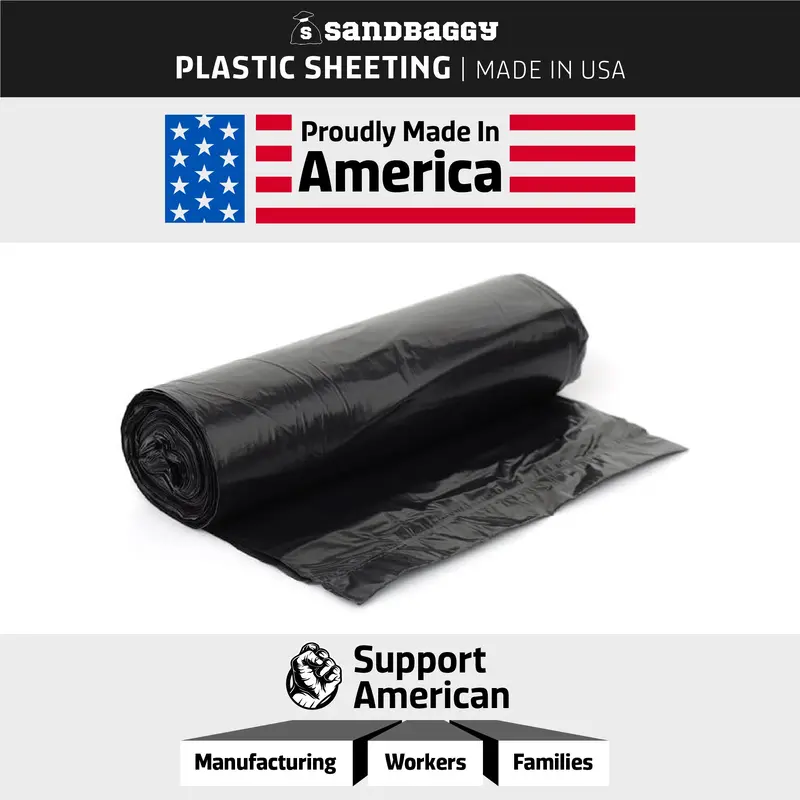 6 Mil Black Plastic Sheeting Roll - Polyethylene Visqueen | Usa Made 10